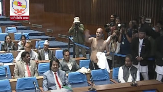 MP Amaresh Singh takes off his clothes in Parliament