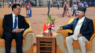 Visiting Chinese leader Jiajun holds talks with UML Chair Oli