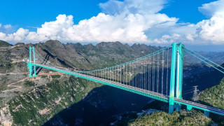 Nearly 40,000 steel wires hold up world's tallest bridge